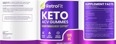Keto ACV Gummies 1000 mg label