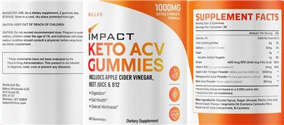 Impact Keto ACV Gummies 1000 mg label
