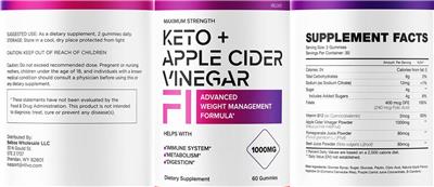 Keto + Apple Cider Vinegar 1000 mg label