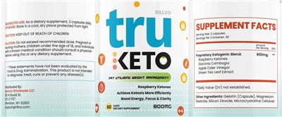 Tru Keto 800 mg label