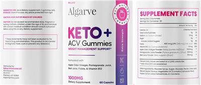 Keto + ACV Gummies 1000mg label