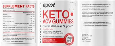 Keto ACV Gummies 1000 mg label