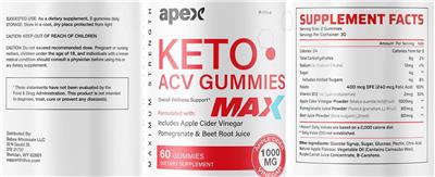 Keto ACV Gummies Max 1000 mg label