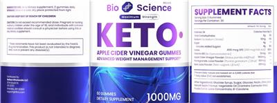 Keto Apple Cider Vinegar Gummies 1000 mg label