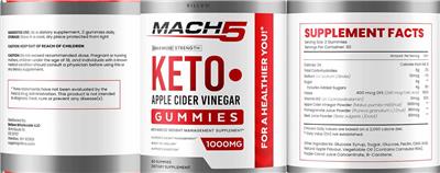 Keto Apple Cider Vinegar Gummies 1000 mg label