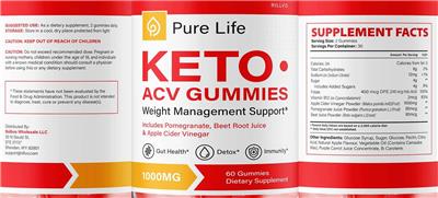 Keto ACV Gummies 1000 mg label
