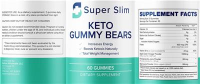 Keto Gummy Bears label