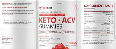 Keto ACV Gummies 1000mg label