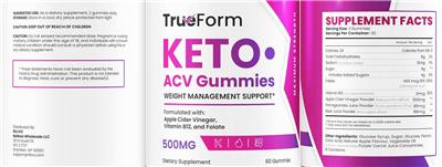 Keto ACV Gummies 500mg label