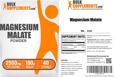Magnesium Malate Powder 2500 mg label