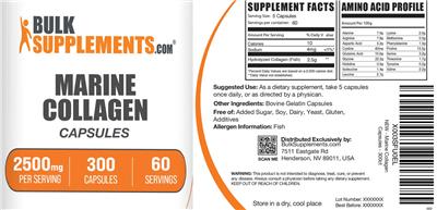 Marine Collagen Capsules 2500 mg label
