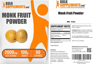 Monk Fruit Powder 2000 mg label
