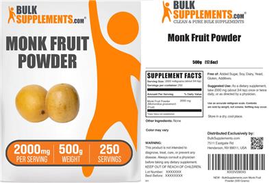 Monk Fruit Powder 2000 mg label