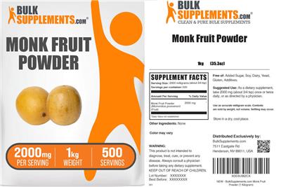 Monk Fruit Powder 2000 mg label