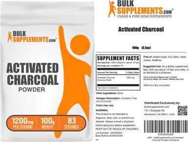 Activated Charcoal Powder 1200 mg label