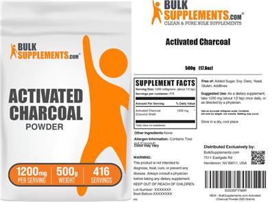 Activated Charcoal Powder 1200 mg label