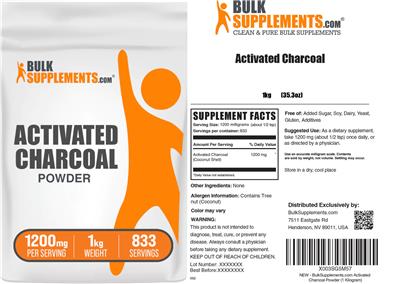 Activated Charcoal Powder 1200 mg label