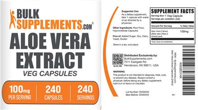 Aloe Vera Extract 100 mg Veg Capsules label