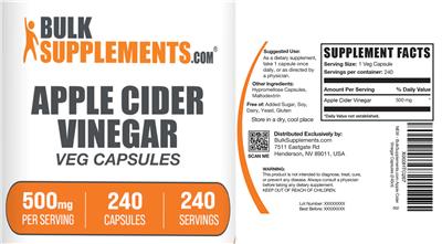Apple Cider Vinegar Veg Capsules 500 mg label