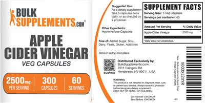 Apple Cider Vinegar Veg Capsules 2500 mg label