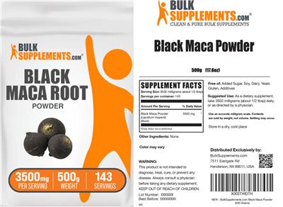 Black Maca Root Powder 3500 mg label