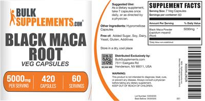 Black Maca Root Veg Capsules 5000 mg label