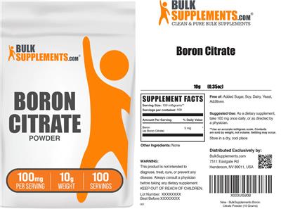 Boron Citrate Powder 100 mg label