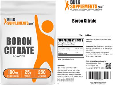 Boron Citrate Powder 100 mg label