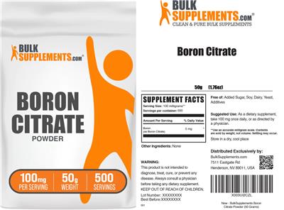 Boron Citrate Powder 100 mg label