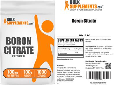 Boron Citrate Powder 100 mg label