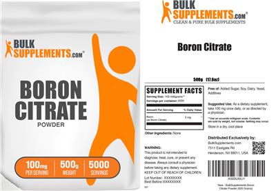 Boron Citrate Powder 100 mg label