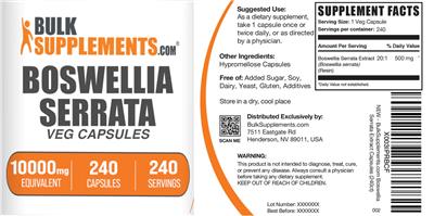 Boswellia Serrata Veg Capsules label
