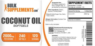 Coconut Oil 2000 mg Softgels label