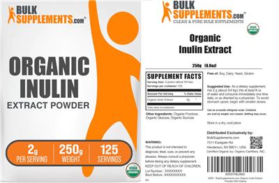 Organic Inulin Extract Powder 2 g label