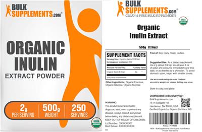 Organic Inulin Extract Powder 2 g label