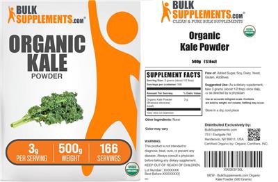 Organic Kale Powder 3 g label
