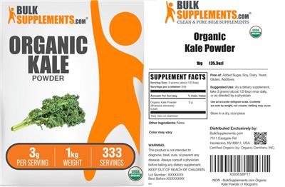 Organic Kale Powder 3 g label