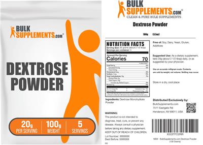 Dextrose Powder 20 g label