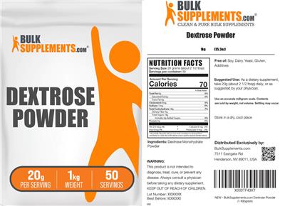 Dextrose Powder 20 g label