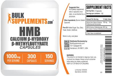 HMB 1000 mg Capsules label