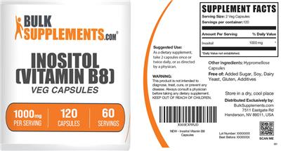 Inositol Veg Capsules 1000 mg label