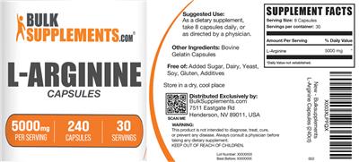 L-Arginine Capsules 5000mg label