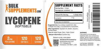 Lycopene Softgels 2 mg label
