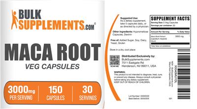 Maca Root 3000 mg label