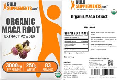 Organic Maca Root Extract Powder 3000 mg label