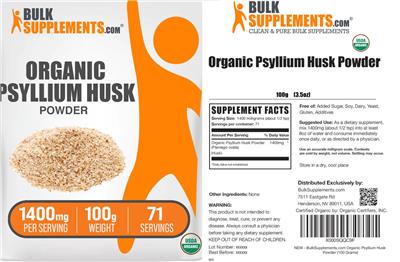 Organic Psyllium Husk Powder 1400 mg label