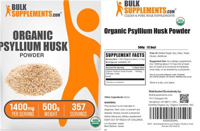 Organic Psyllium Husk Powder 1400 mg label