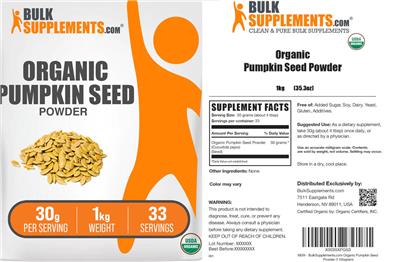 Organic Pumpkin Seed Powder 30 g label