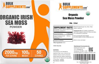 Organic Irish Sea Moss Powder 2000 mg label