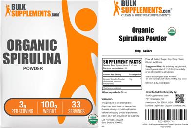 Organic Spirulina Powder 3 g label